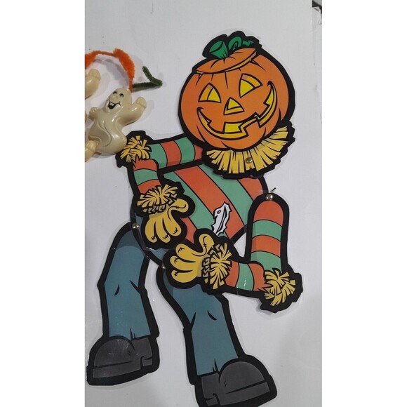Vintage Halloween Decoration Lot, 6 Blow Mold Pieces 1 Jack O lantern Man - Picture 2 of 4